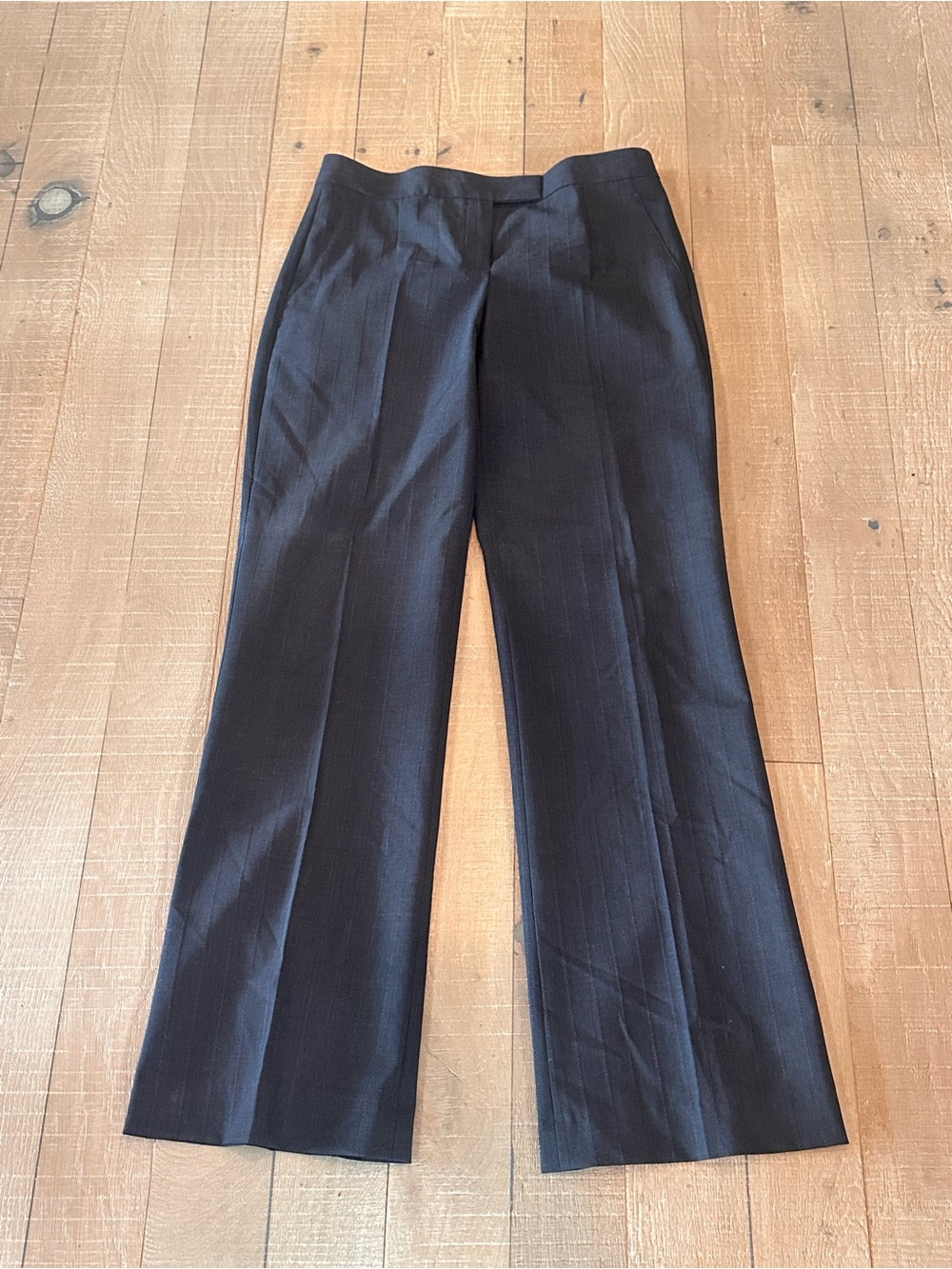 Theory Charcoal Grey Pinstripe Wide-Leg Trousers